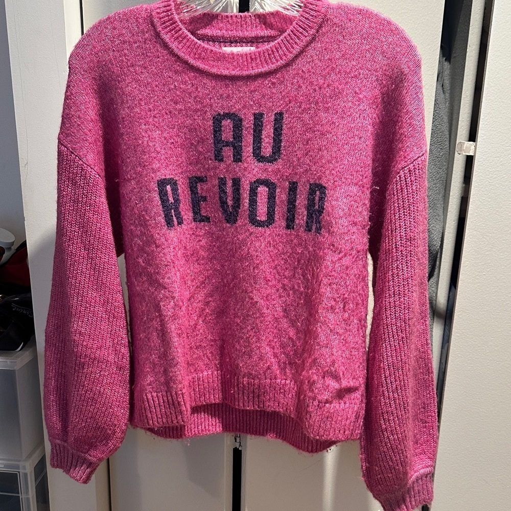 Sundry Pink 'Au Revoir' Crew Neck Sweater